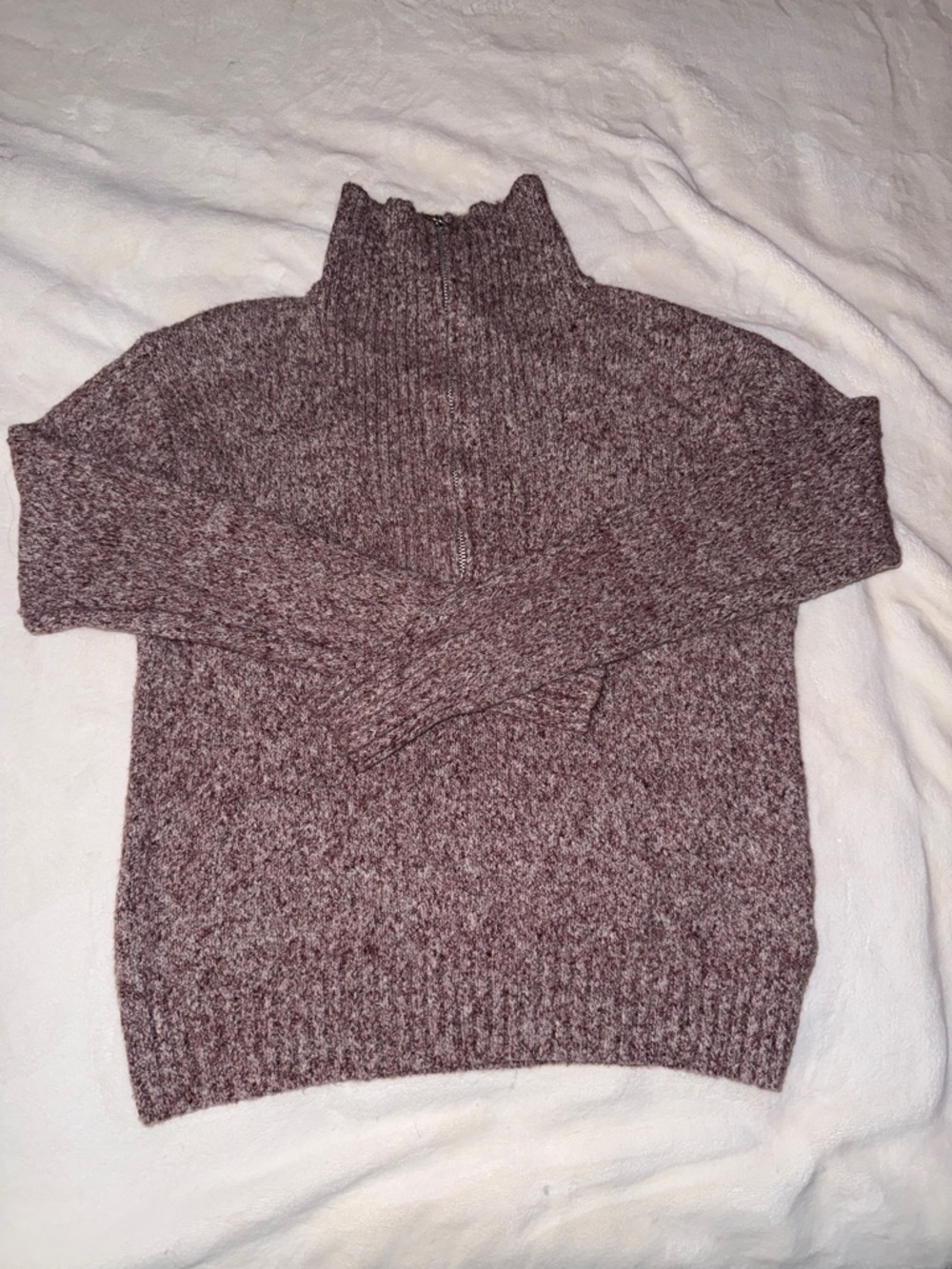Old Navy Women's Zip-Up Mock Neck Sweater - Maroon Heather